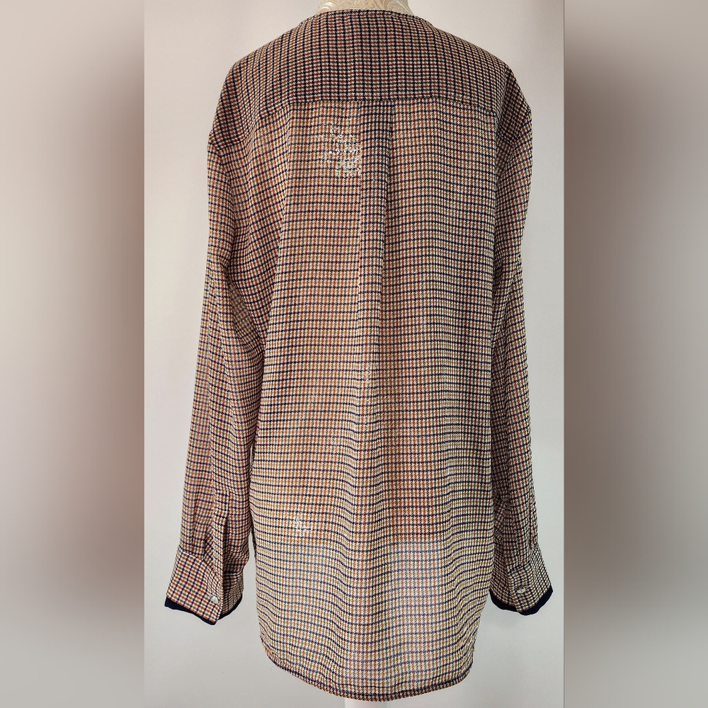 Dkny V-Neck Houndstooth Pattern Asymmetrical Blou… - image 3